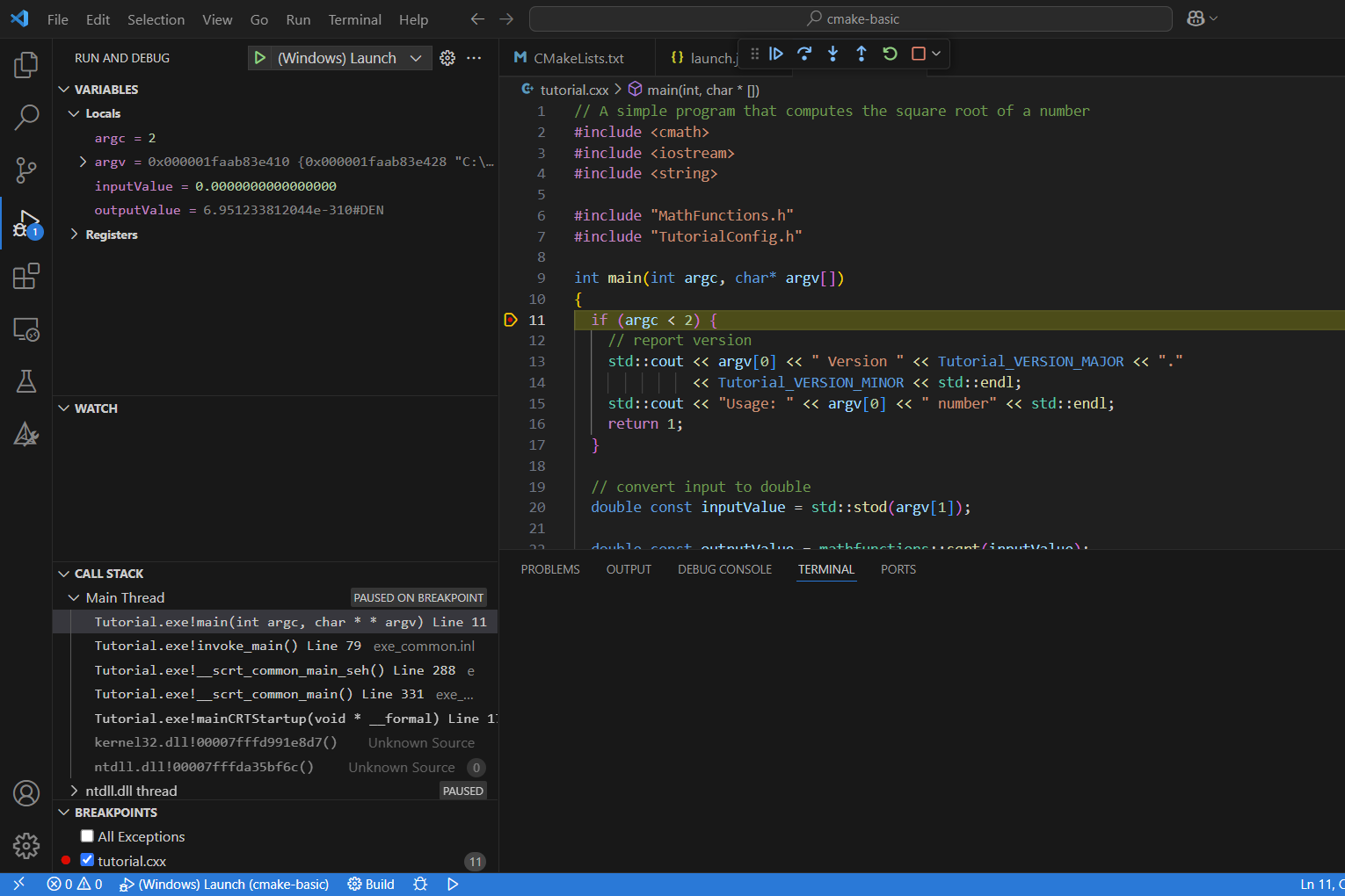 VSCode debug experience